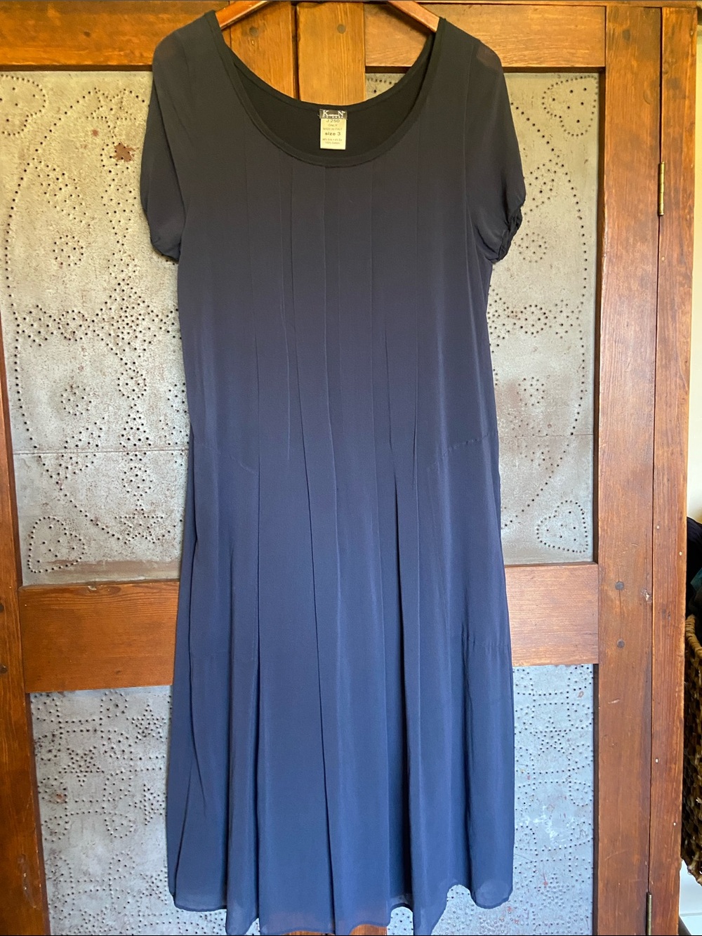 KristenseN Du Nord Muted Blue Silk Pleated Scoop Midi Dress Size 3 (US 8)